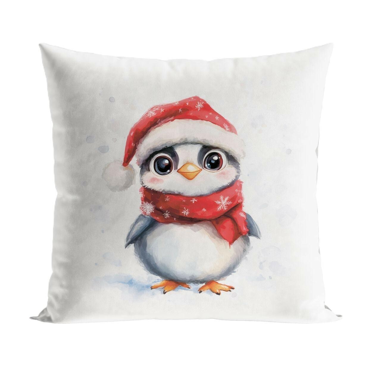 Vánoční povlak na polštář Happy Penguin 40x40 cm bílý