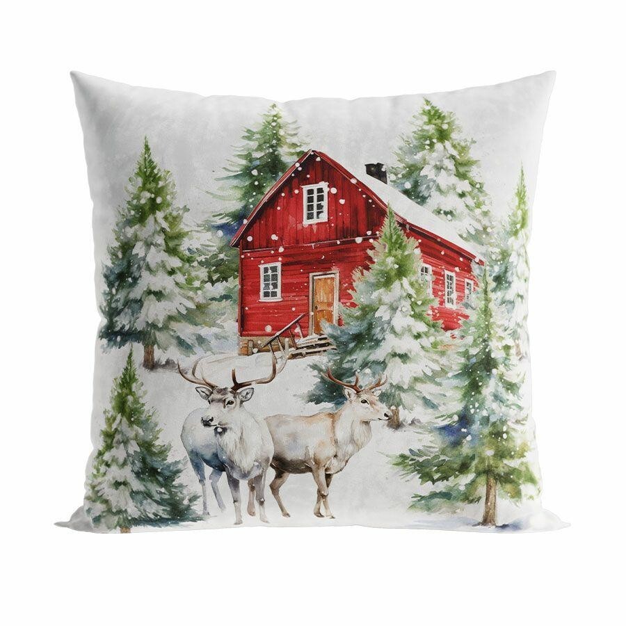 Vánoční povlak na polštář Winter Forest 40x40 cm bílý