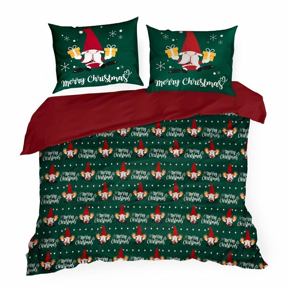 Vánoční povlečení z mikrovlákna Galdor 220x200 cm + 2x 70x80 cm zelené/červené