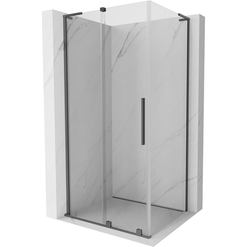 MEXEN/S - Velar L sprchovací kút, posuvné dvere 110 x 90, transparent, grafit metal 871-110-090-03-95