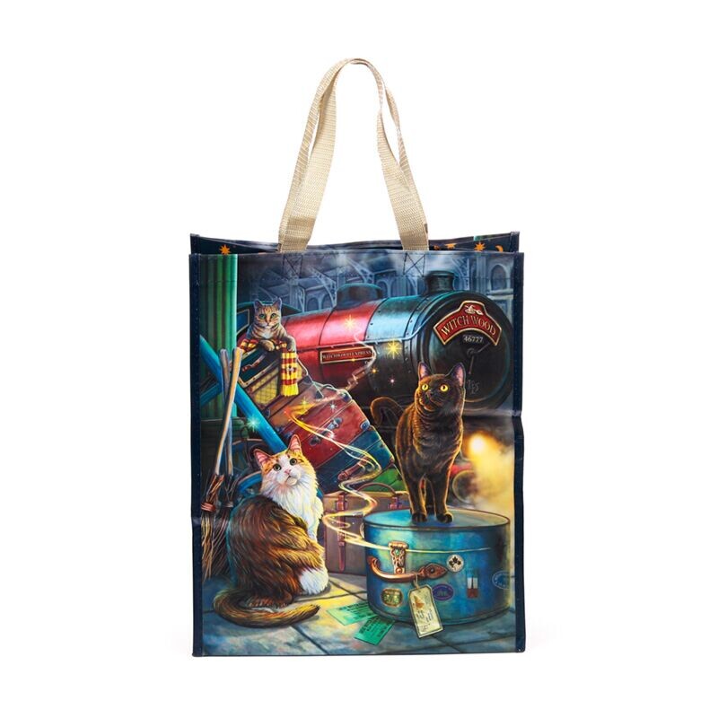 Mačacia mama Nákupná taška s mačkami a vlakom