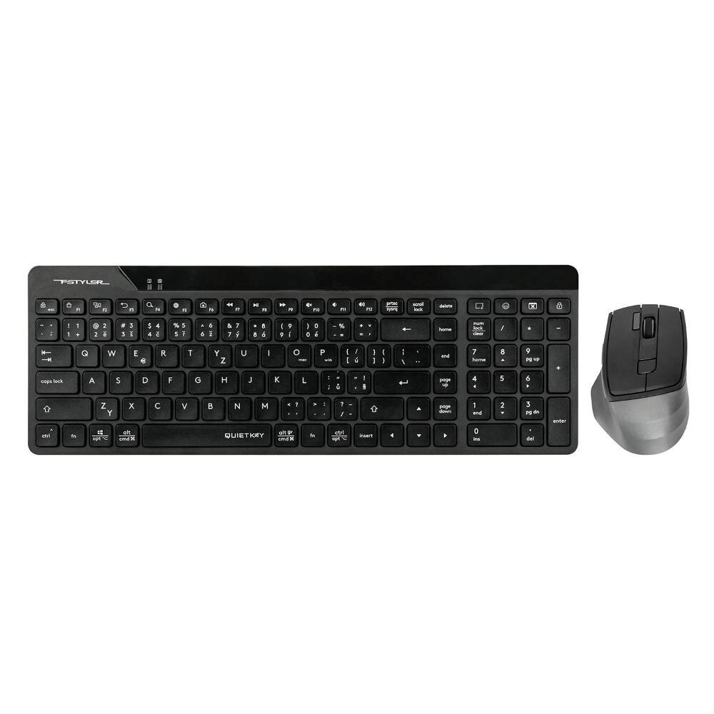 A4tech FG2400 Air2, bezdrôtový kancelársky set klávesnica s myšou, CZ, čierna