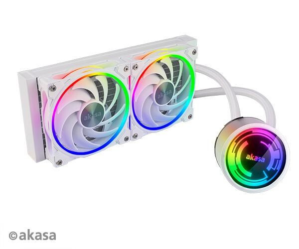AKASA vodný chladič CPU SOHO 240 Dawn Edition, Dual radiátor kapaliny CPU cooler ARGB LED, White