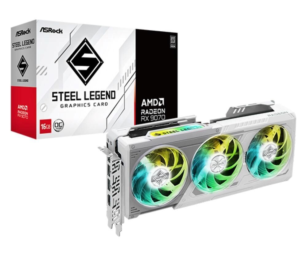 ASRock VGA AMD Radeon RX 9070 Steel Legend 16GB OC, RX 9070, 16GB GDDR6, 3xDP, 1xHDMI