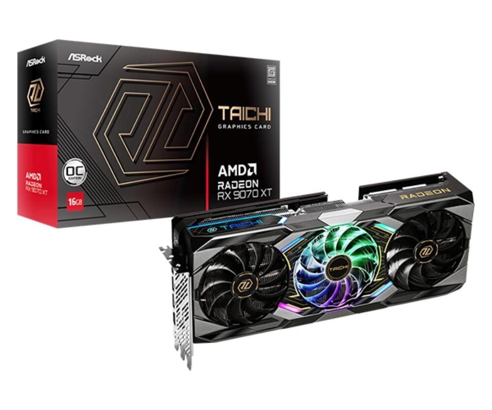 ASRock VGA AMD Radeon RX 9070 XT Taichi 16GB OC, RX 9070 XT, 16GB GDDR6, 3xDP, 1xHDMI