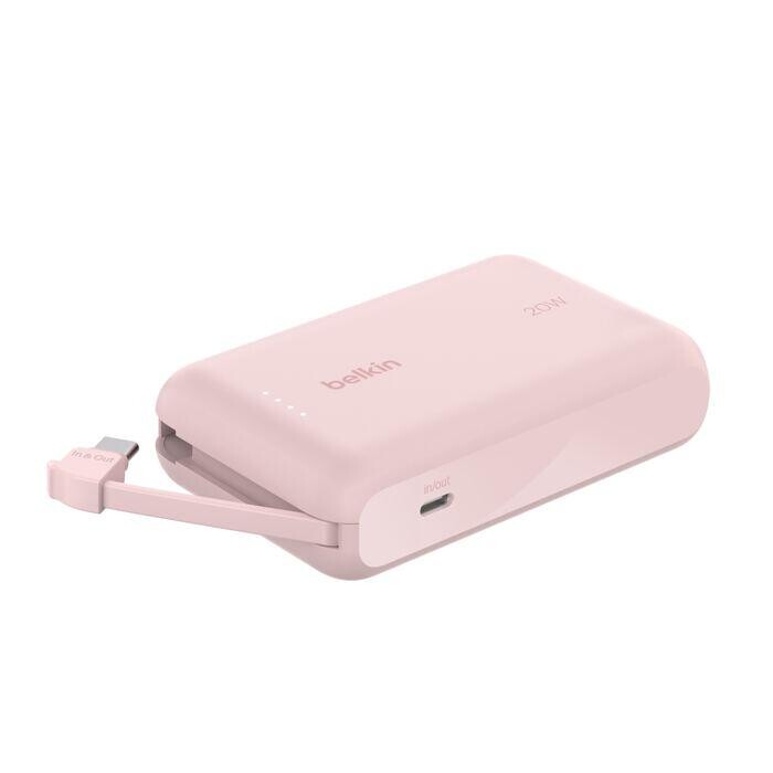 Belkin BOOST CHARGE USB-C Power Delivery PowerBanka s integrovaným USB-C káblom, 10000mAh, 20W, ružová