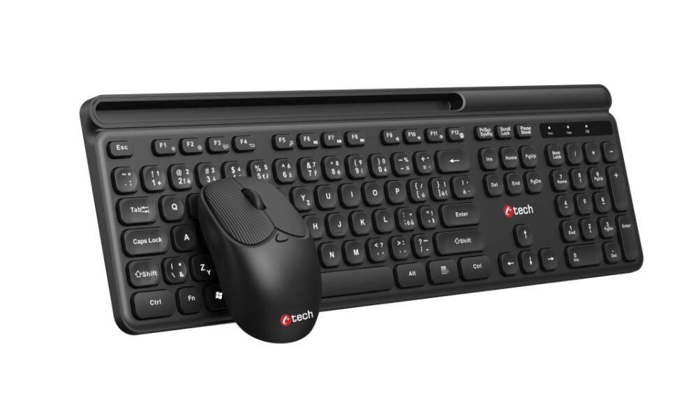 C-TECH klávesnica s myšou WLKMC-05B, Bezdrôtový set 2.4GHz, CZ, Čierna