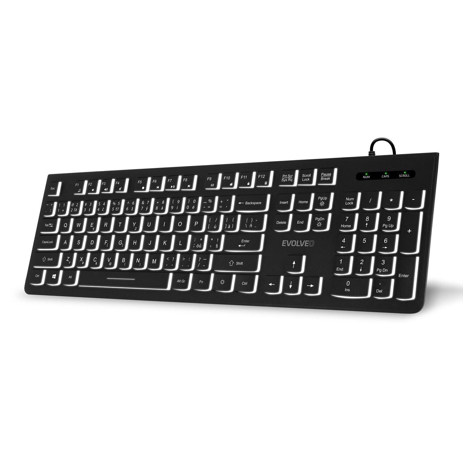 EVOLVEO K1010, klávesnica s bielym podsvietením,