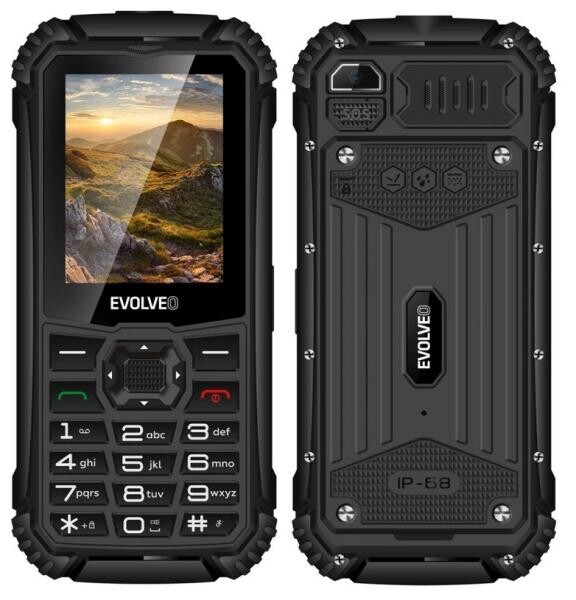 EVOLVEO StrongPhone Q1, vodotesný odolný Dual SIM telefón, čierny
