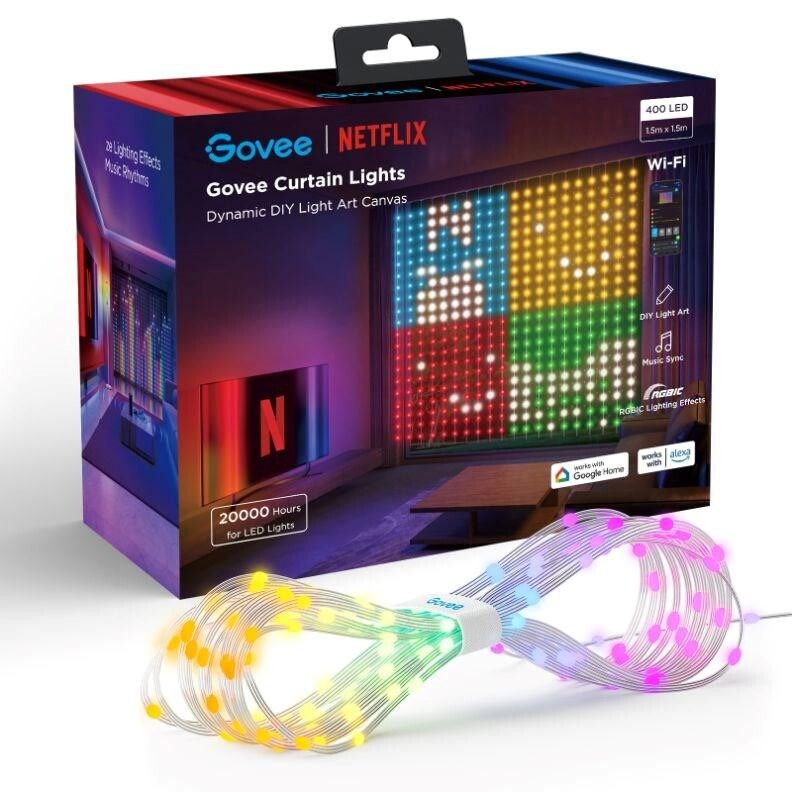 Govee Netflix RGBIC Curtain Light 400 LED - 1, 5 x 1, 5m