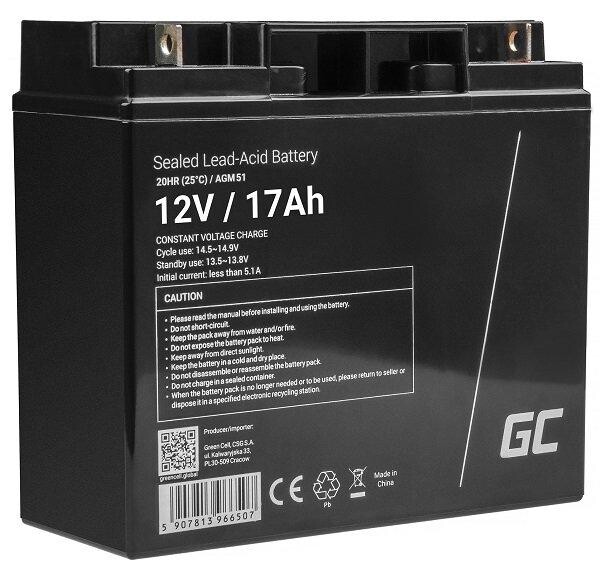 Green Cell AGM VRLA 12V 17Ah maintenance-free battery pre mower, scooter, boat, wheelchair