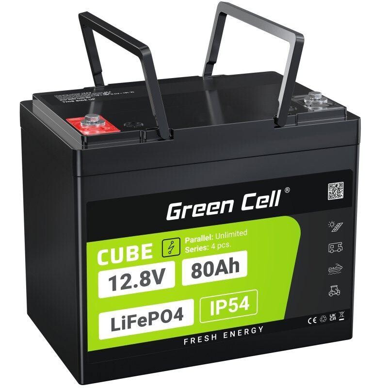 Green Cell Batéria CUBE LiFePO4 80Ah 12,8V 1024Wh lítium-železofosfátová batéria pre obytné vozidlá, čistiace zariadenia, kempovanie