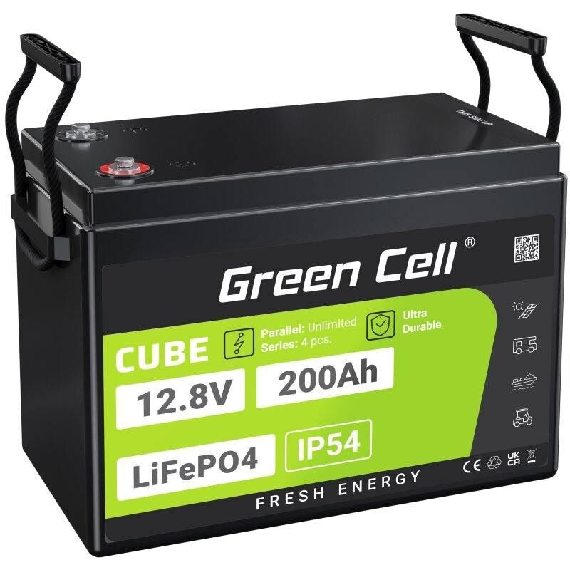 Green Cell CUBE LiFePO4 batéria 200Ah 12,8V 2560Wh solárna batéria pre karavany, solárne panely, off-grid systém, foodtruck