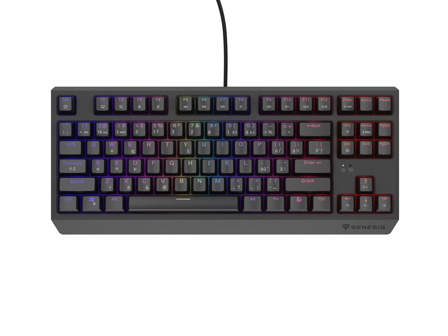 Herná klávesnica Genesis THOR 230/TKL/RGB/Outemu Red/Drôtové USB-A/SK-SK layout/Čierna