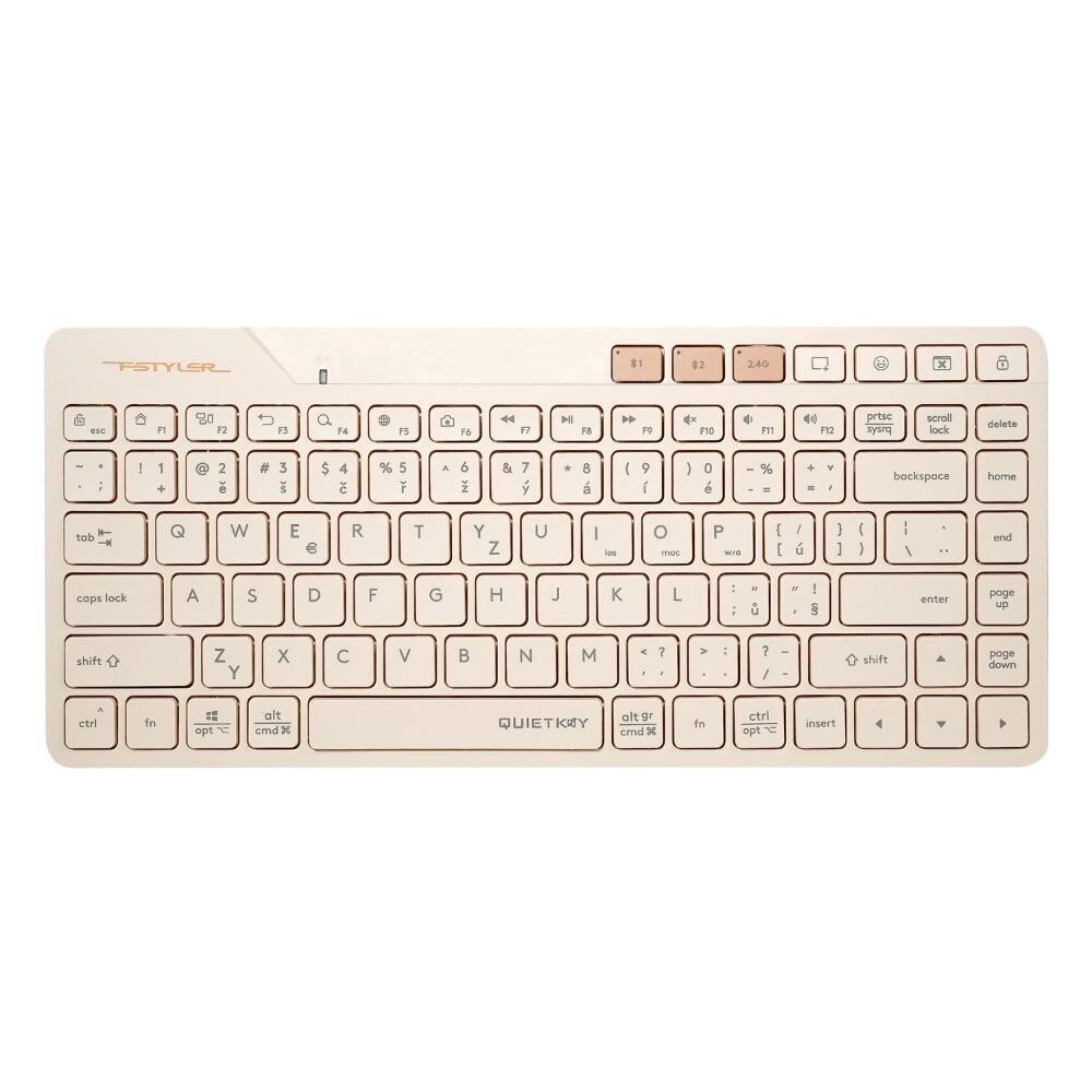 A4tech FStyler FBK26C AS, bezdrôtová Dual mode Bluetooth+2, 4G klávesnica, CZ, caffe latte