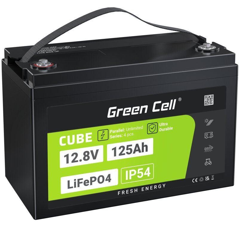 Green Cell CUBE LiFePO4 125Ah 12,8V 1600Wh lítium-železofosfátová batéria pre karavan, solárny, off-grid systém, loď