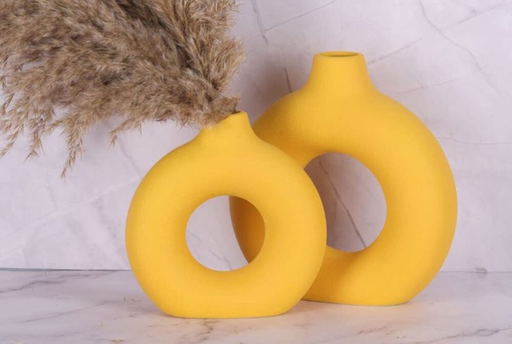 Vase Set Iskandinav Halka - Yellow