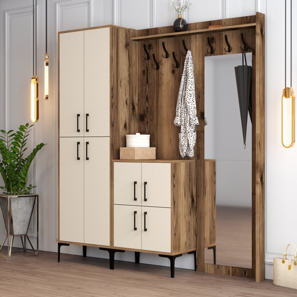Predsieňová stena Berlin ABC - Walnut, Cream