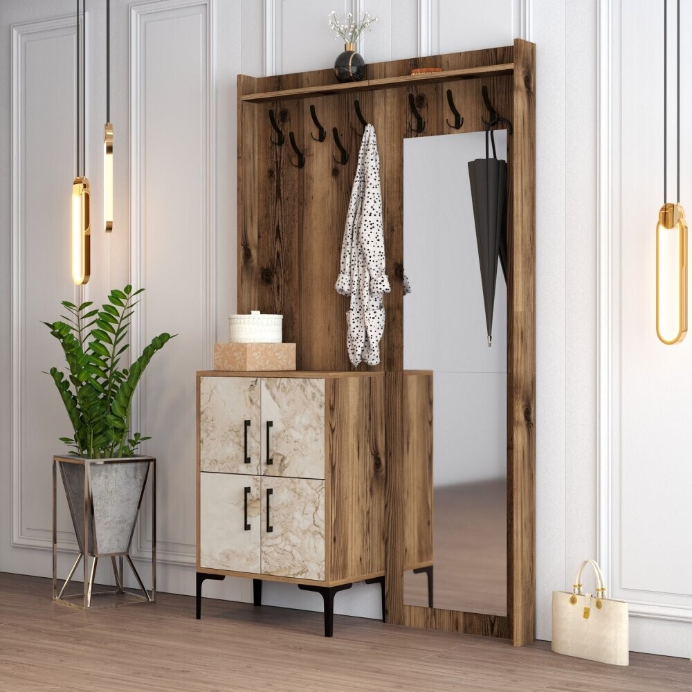 Predsieňová stena Berlin BC - Walnut, White Marble