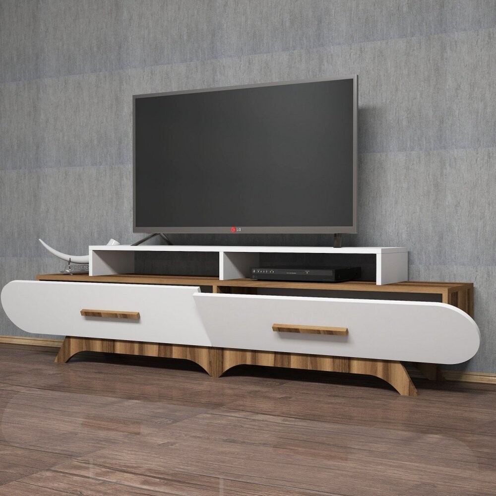 TV stolík Flora - Walnut, White