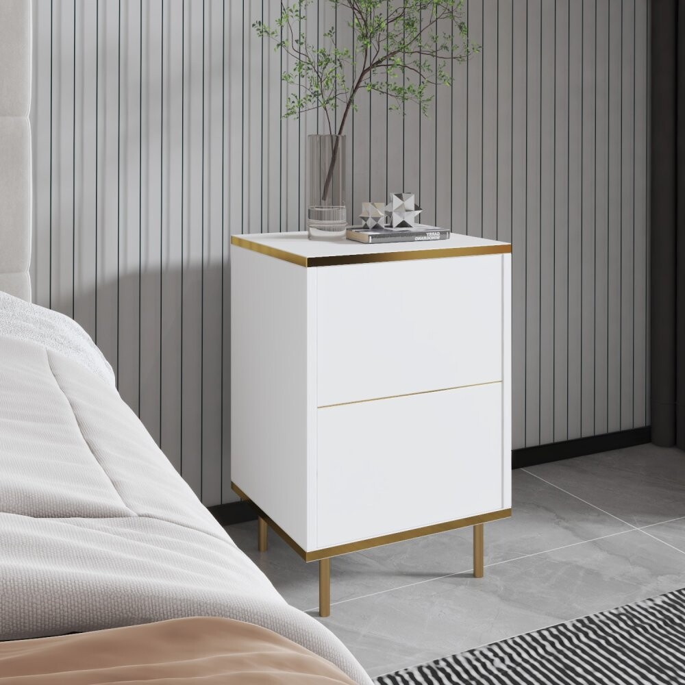 Nočný stolík Imaj - White, Gold