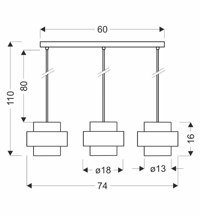 Závesná lampa Spiega čierna+mosadz 3x60W E27 dymové tienidlo