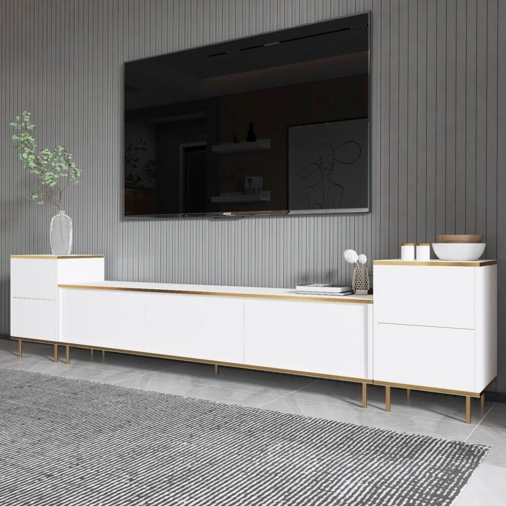 TV skrinka / Obývacia stena Imaj - White, Gold
