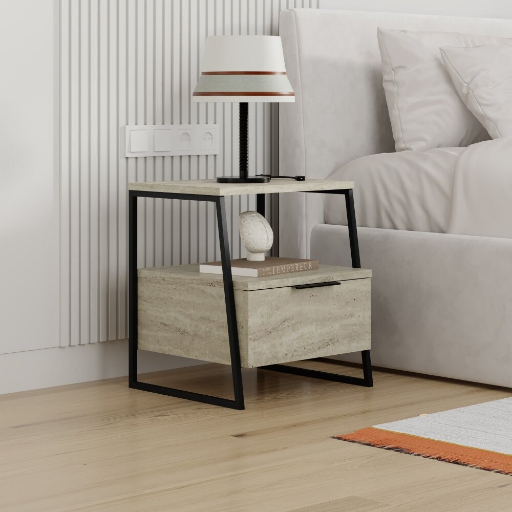Nočný stolík Pal - Travertine