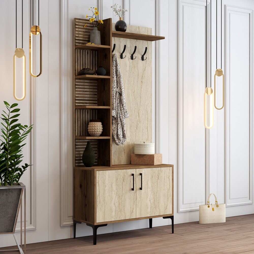 Predsieňová stena Viyana D - Walnut, Travertine