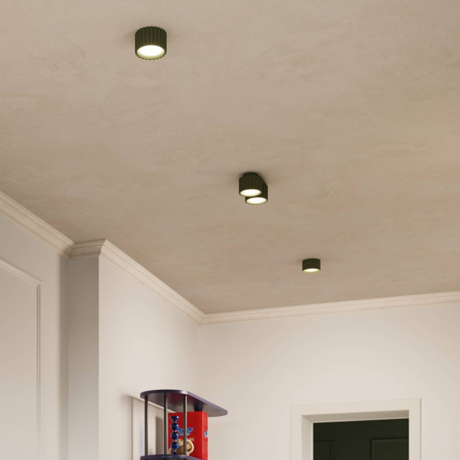 Stropné svietidlo RIBLA, olivovo zelené, Ø 10 cm, kov, GX53