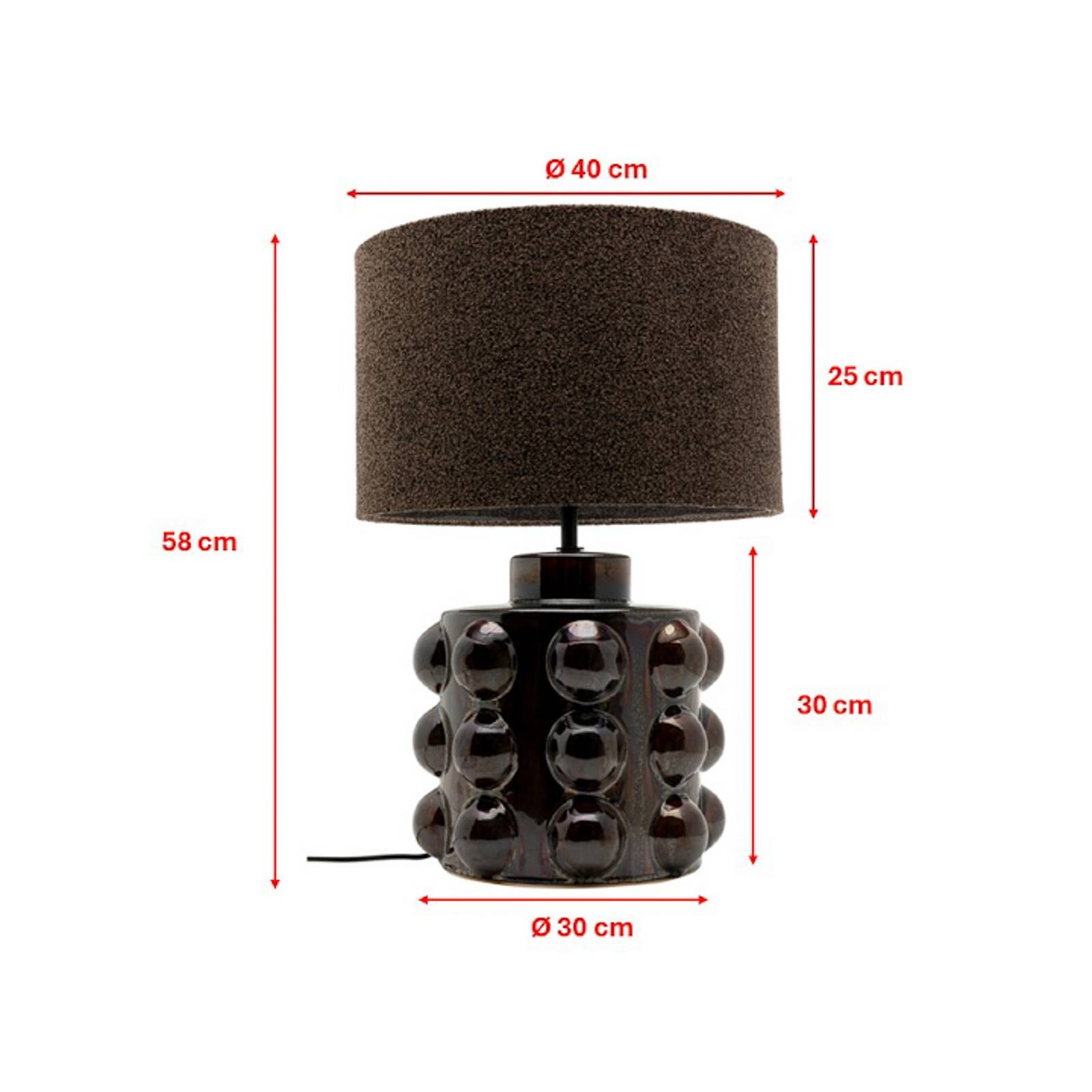 Kare stolová lampa Calamaro, hnedá, porcelán, 58 cm, E27