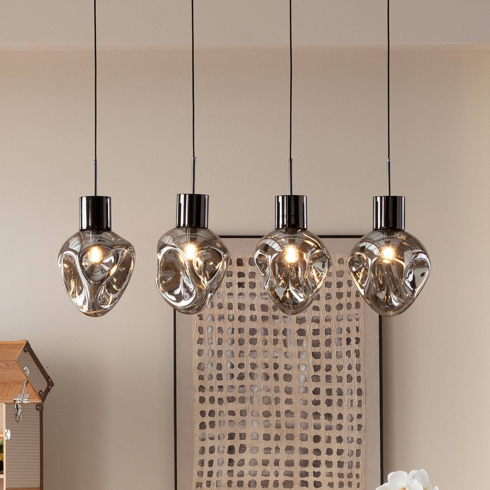 Kare závesné svietidlo Supernova, kouřově šedá, 110 cm, E27