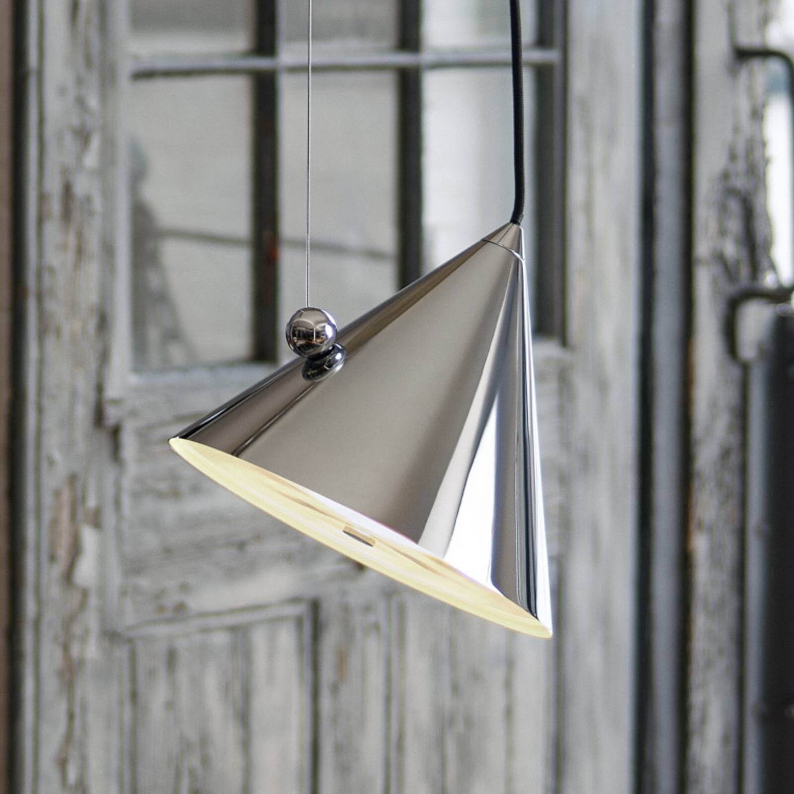 Tom Dixon LED závesné svietidlo Pose, strieborná, Ø 25 cm, oceľ, stmievateľné