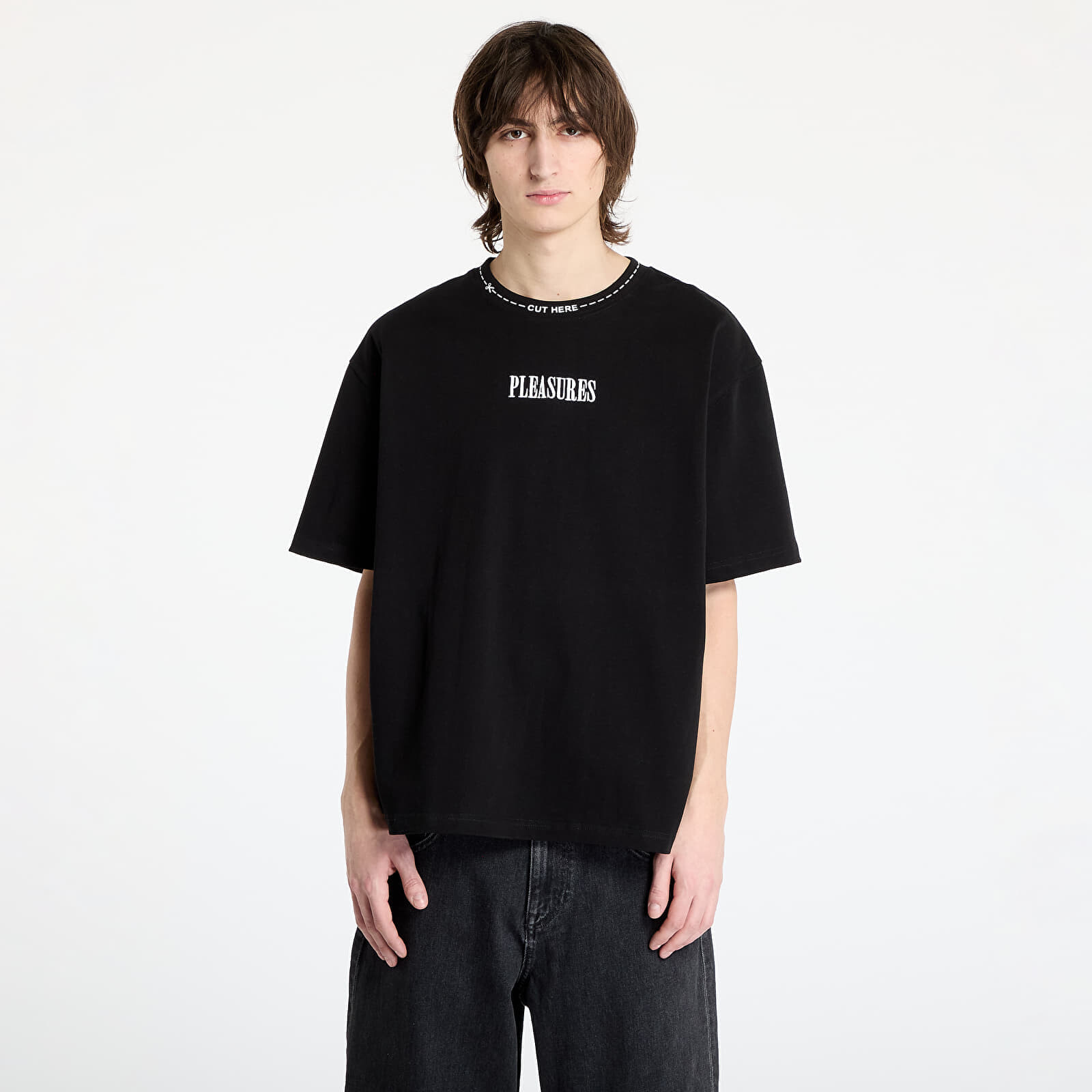 Tričko PLEASURES Cut Here Heavyweight T-Shirt Black M