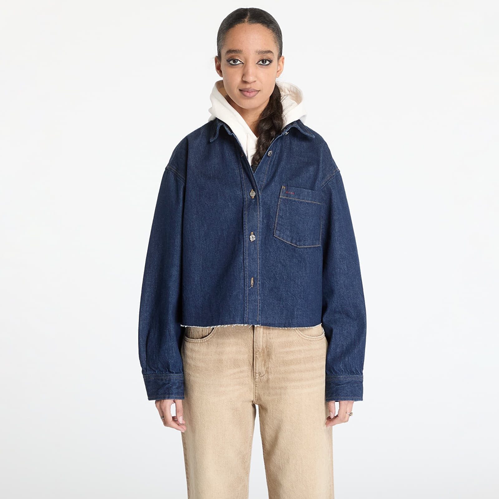 Bunda Tommy Jeans Cropped Denim Shirt Jacket Denim L