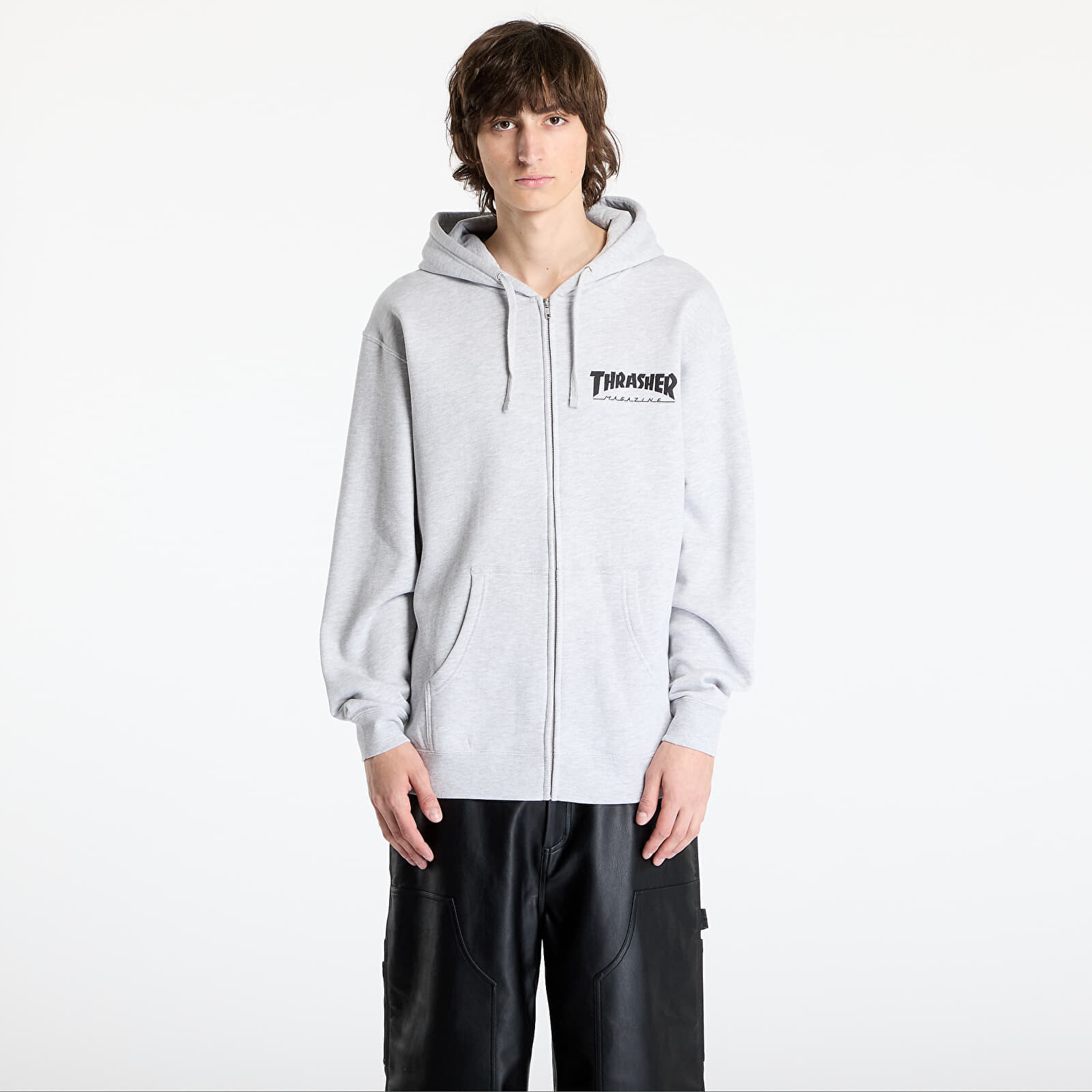 Mikina Thrasher Magazine Logo Zip Hoody Melange Grey XL