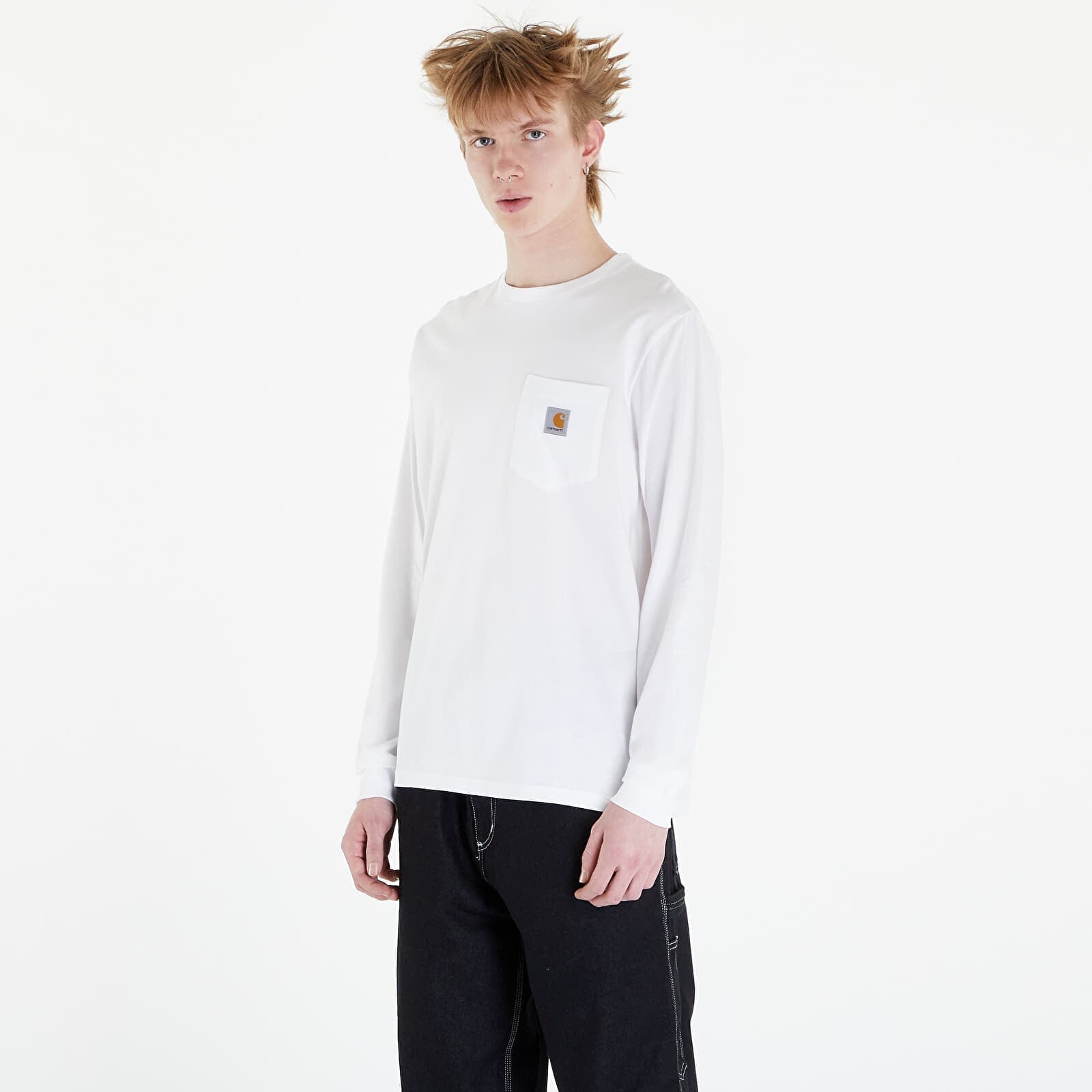 Tričko Carhartt WIP Long Sleeve Pocket T-Shirt UNISEX White XL