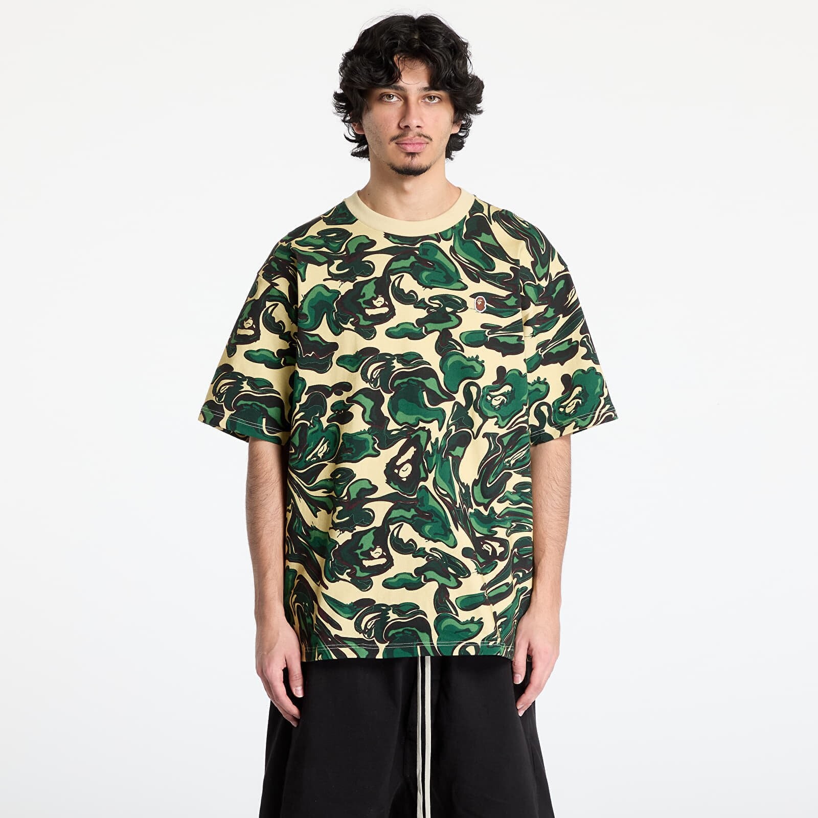 Tričko A BATHING APE Marbling Camo One Point Relaxed Fit Tee UNISEX Green XL