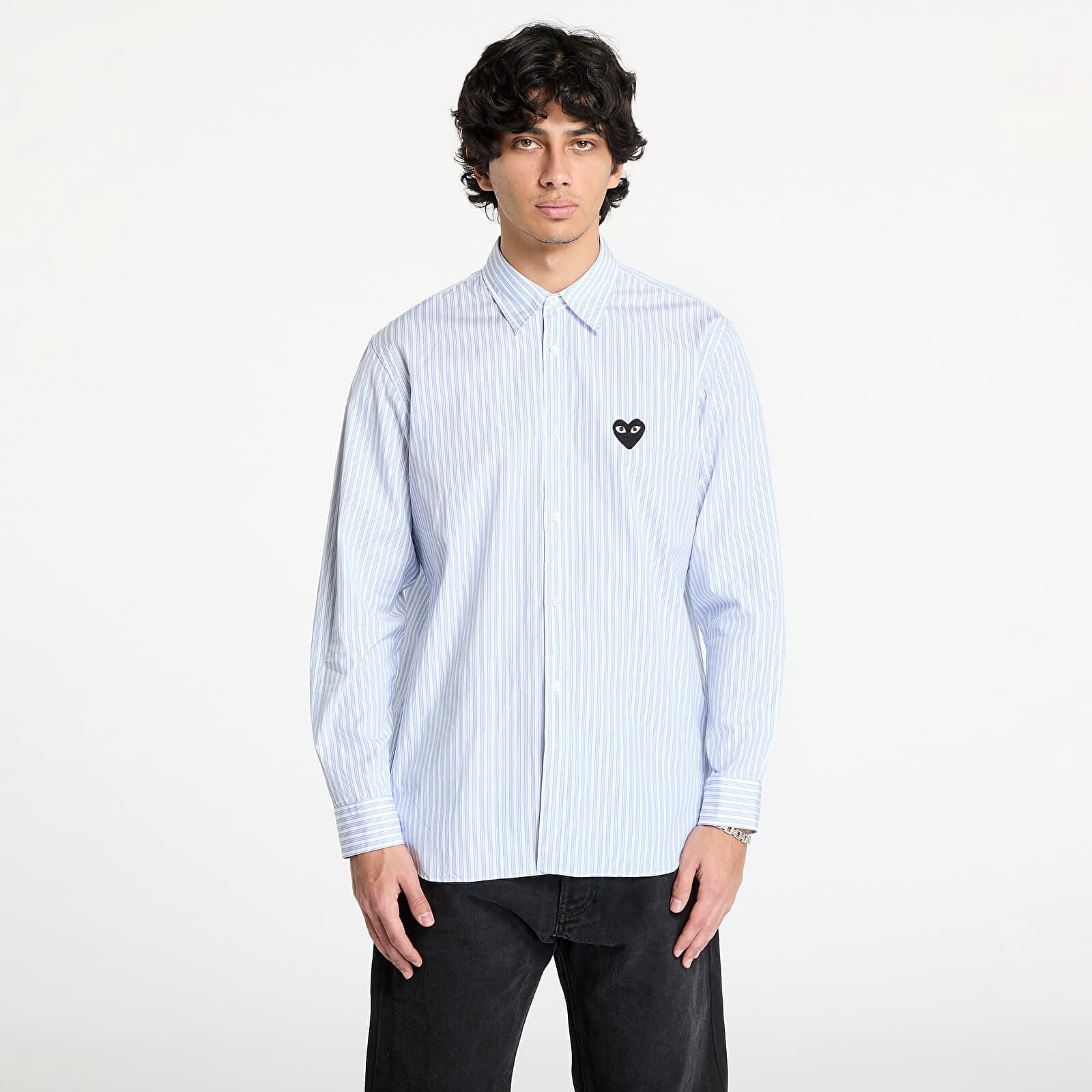 Košeľa Comme des Garçons PLAY Black Heart Striped Shirt UNISEX White/ Light Blue S