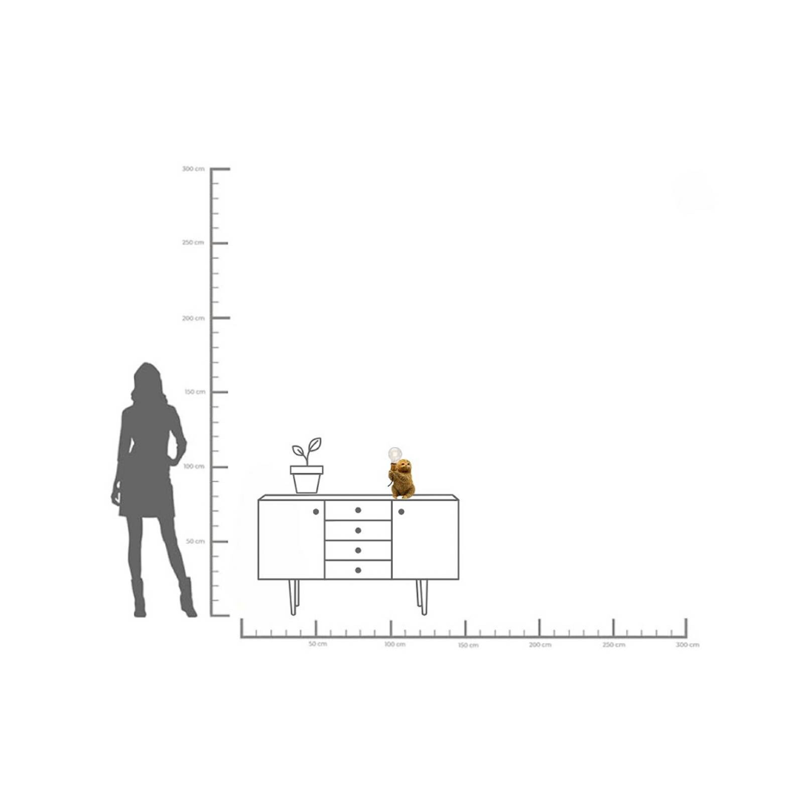 Kare stolová lampa Animal Sloth, zlatá, výška 30 cm, E14