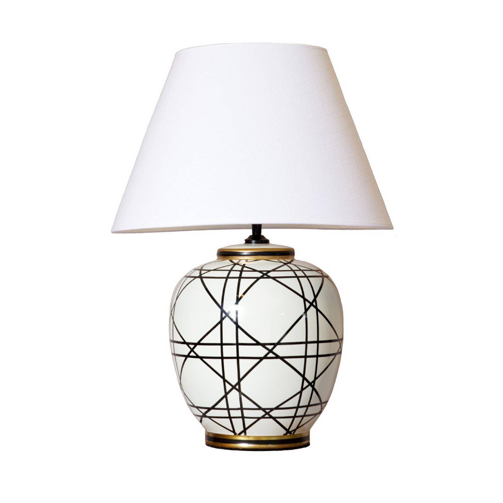 PR Home stolová lampa New York, biela, výška 60 cm, keramika