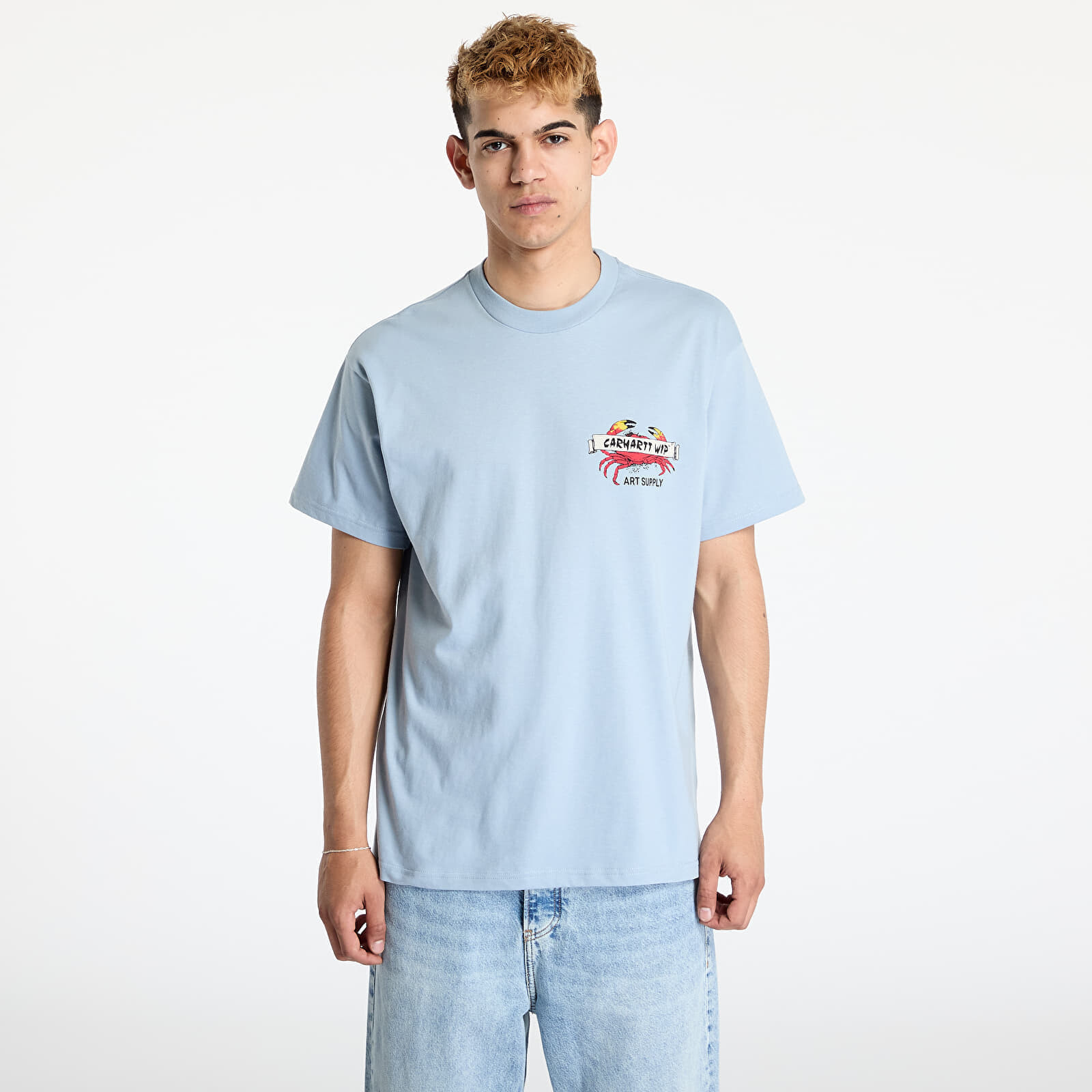 Tričko Carhartt WIP Crab Paint Short Sleeve T-Shirt UNISEX Frosted Blue S