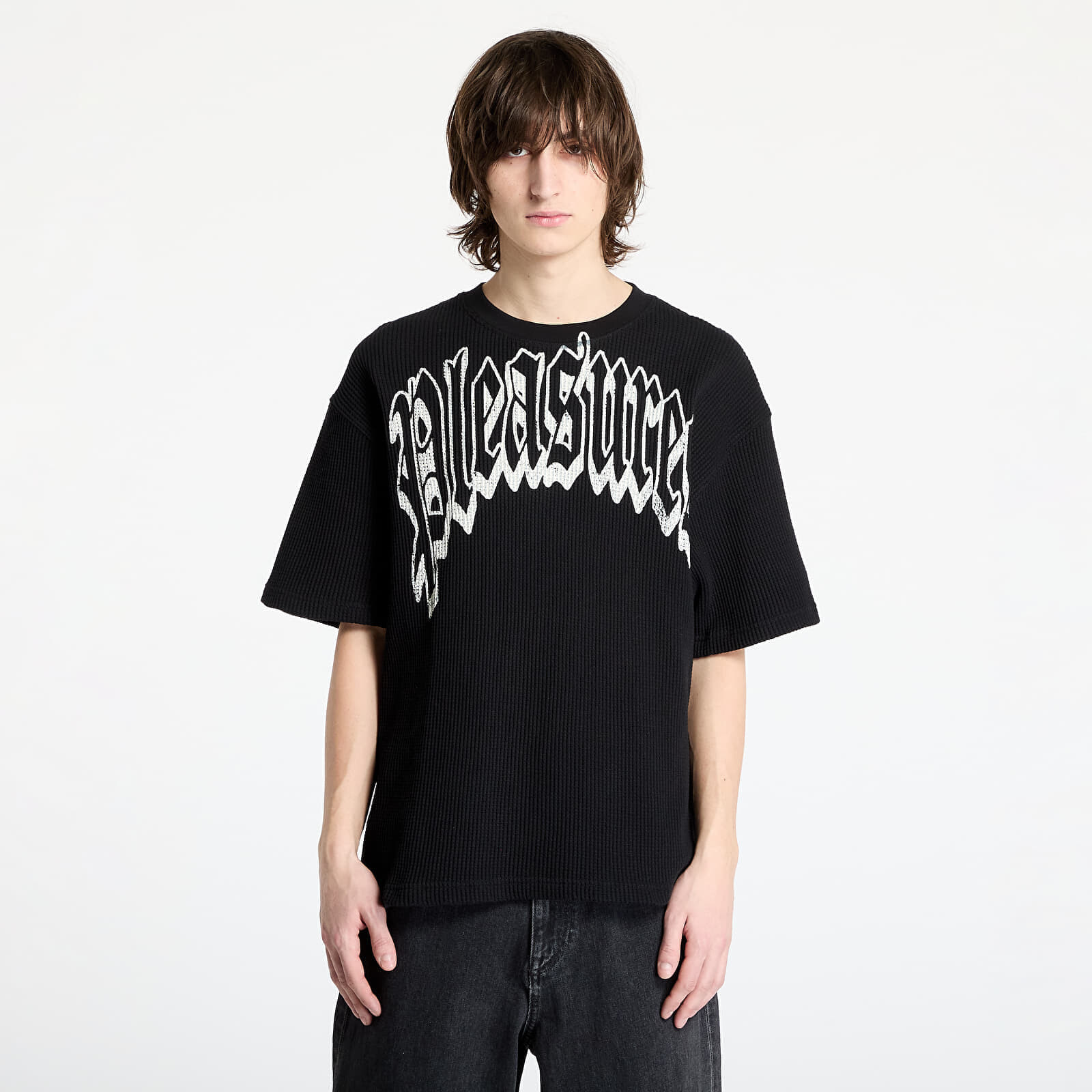 Tričko PLEASURES Twitch Waffle T-Shirt Black XL