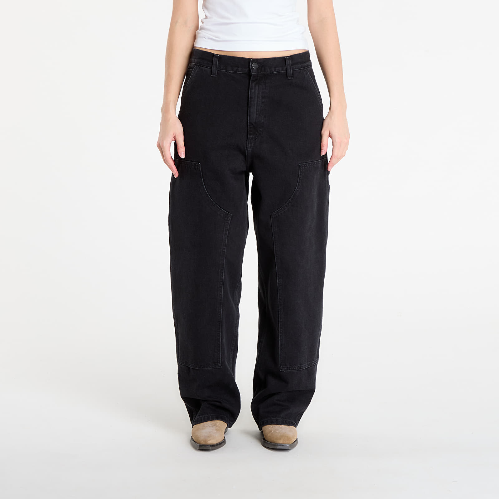 Kalhoty Carhartt WIP W' Brandon Double Knee Pant Black Stone Washed S