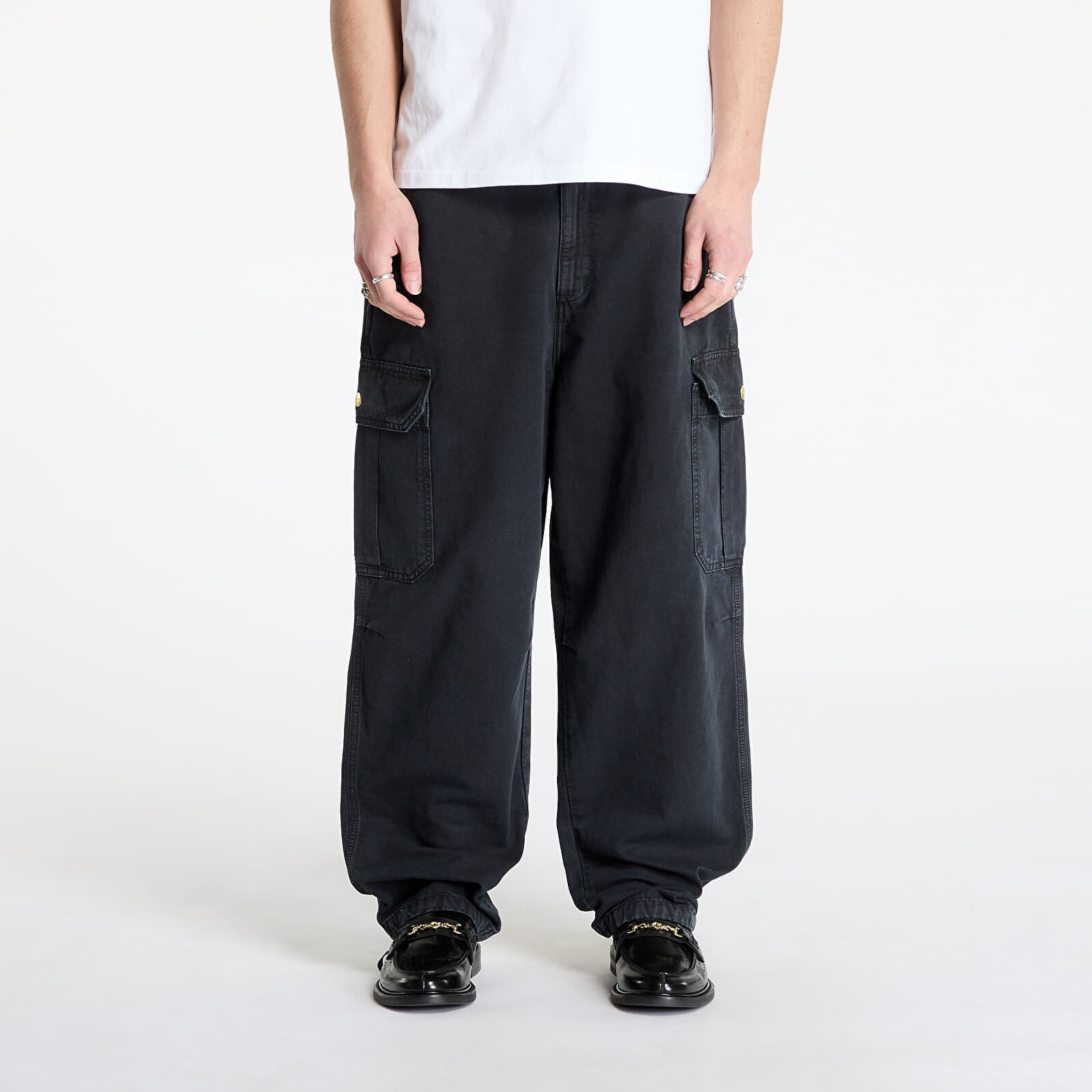 Kalhoty Carhartt WIP Stanton Cargo Pant UNISEX Black Stone Dyed S