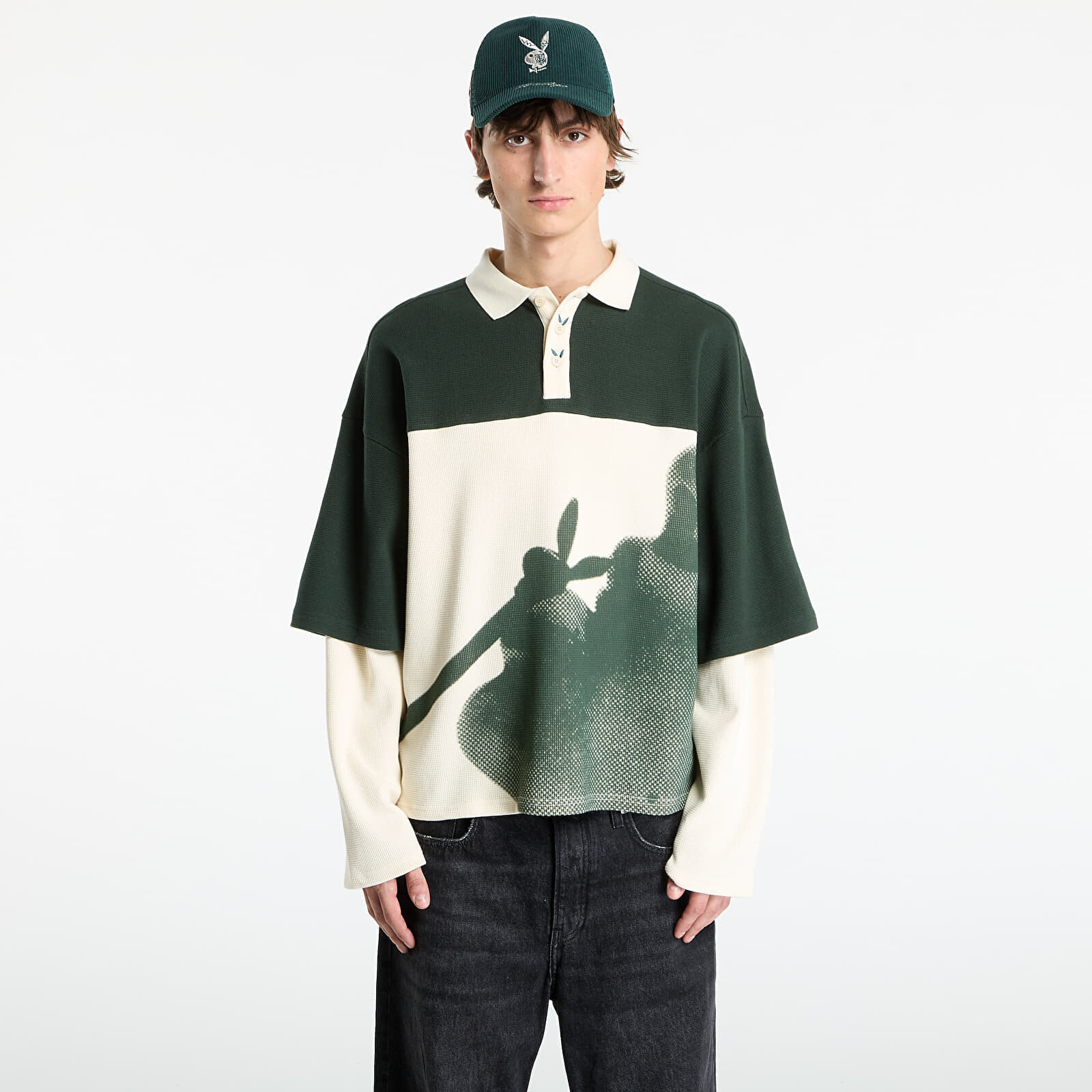Tričko Playboy x FTSHP Double Sleeve Polo UNISEX Green XS