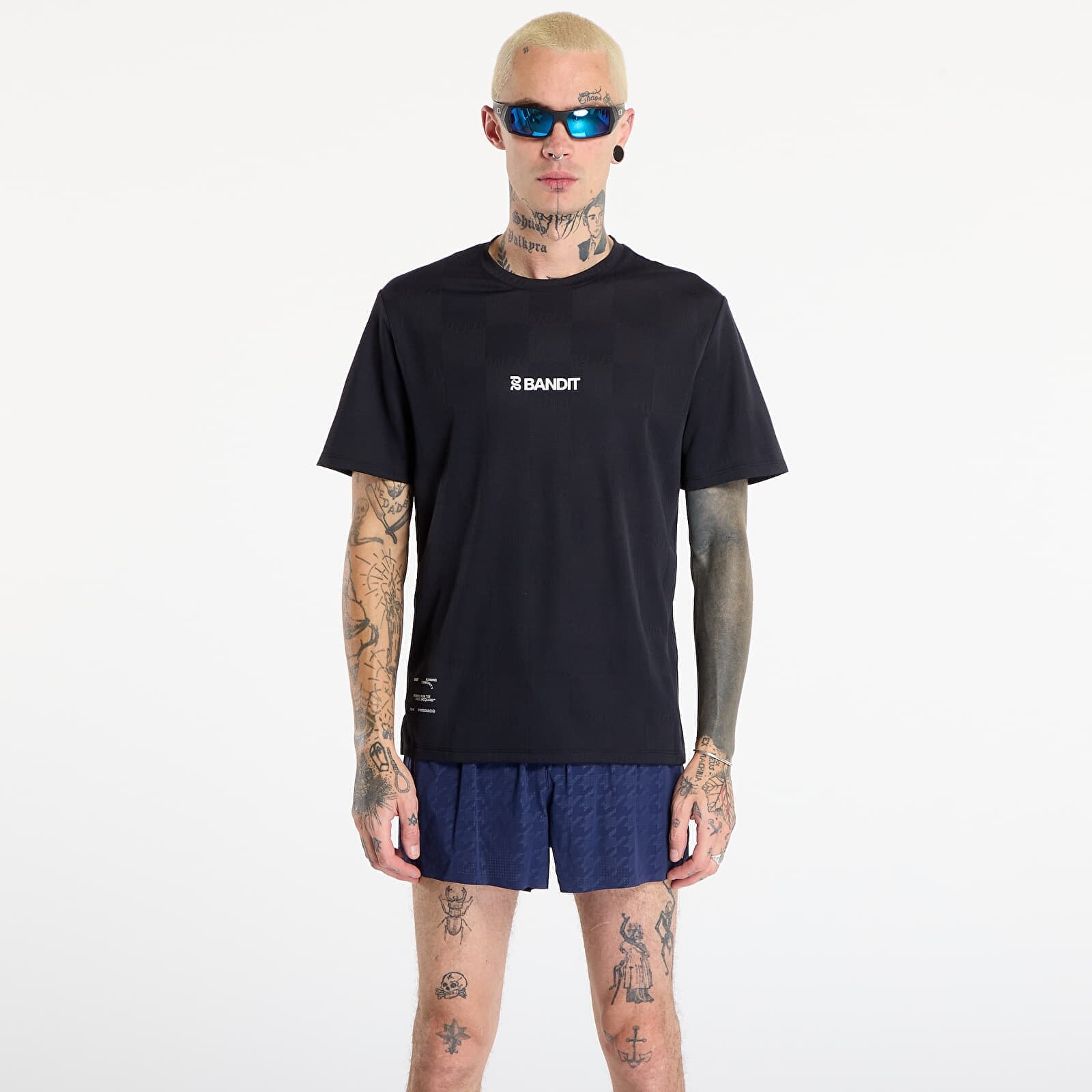Tričko Bandit Cheque Jacquard Short Sleeve Tee Black XL