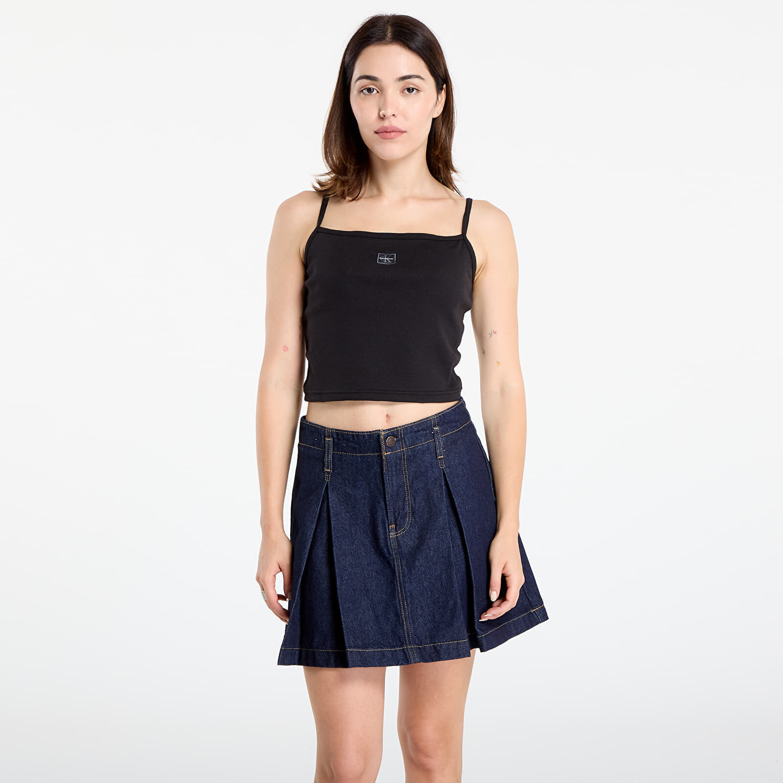 Tielko Calvin Klein Jeans Woven Label Rib Crop Black S