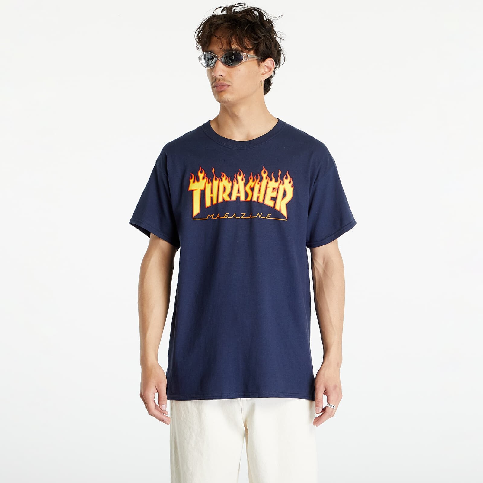 Tričko Thrasher Flame Logo T-Shirt Navy Blue XL