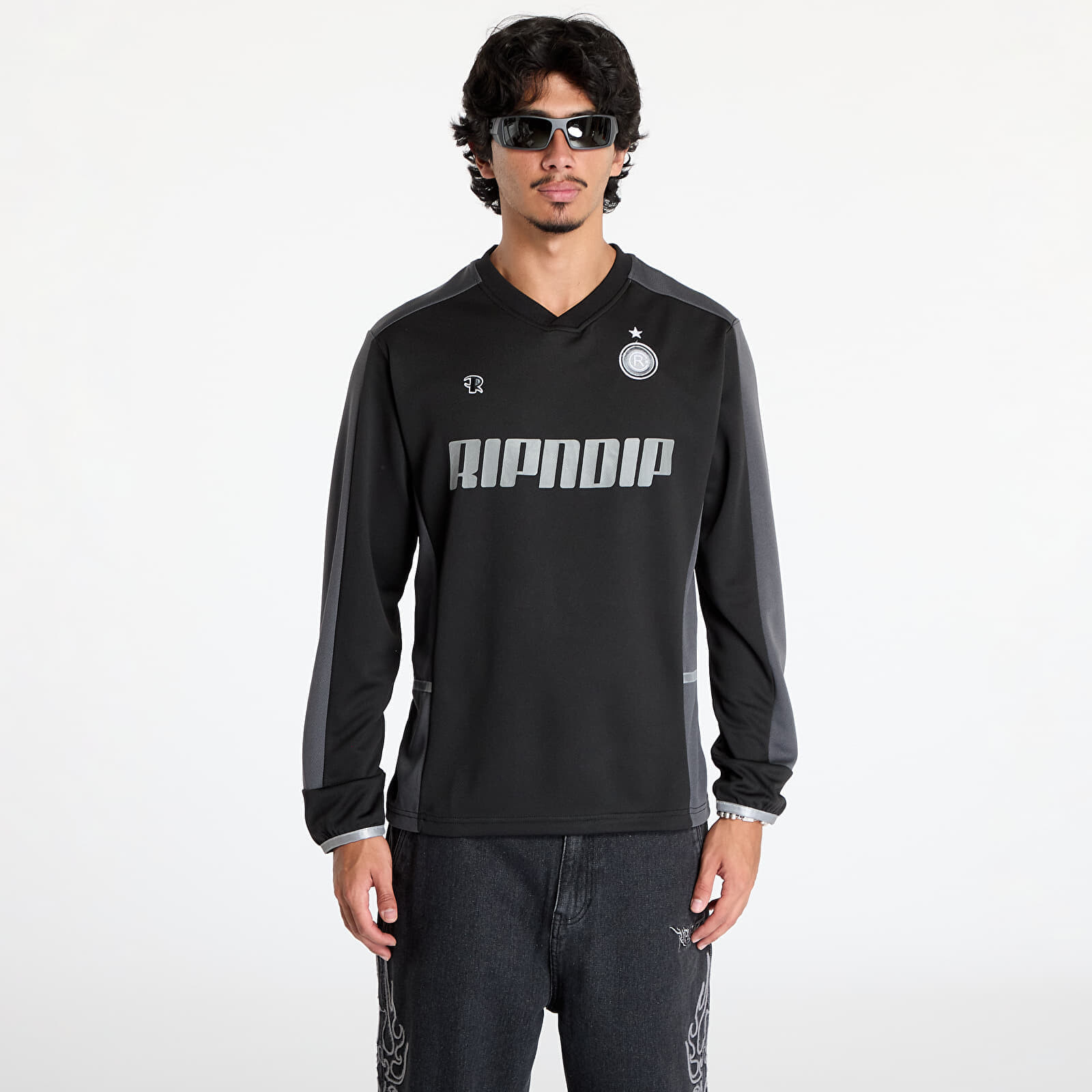 Dres RIPNDIP Fc Long Sleeve Soccer Jersey Black/ Light Blue XXL